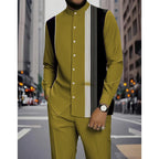 👔 Men's Striped Shirt & Pants 2-Piece Set✨ Effortless Style✨