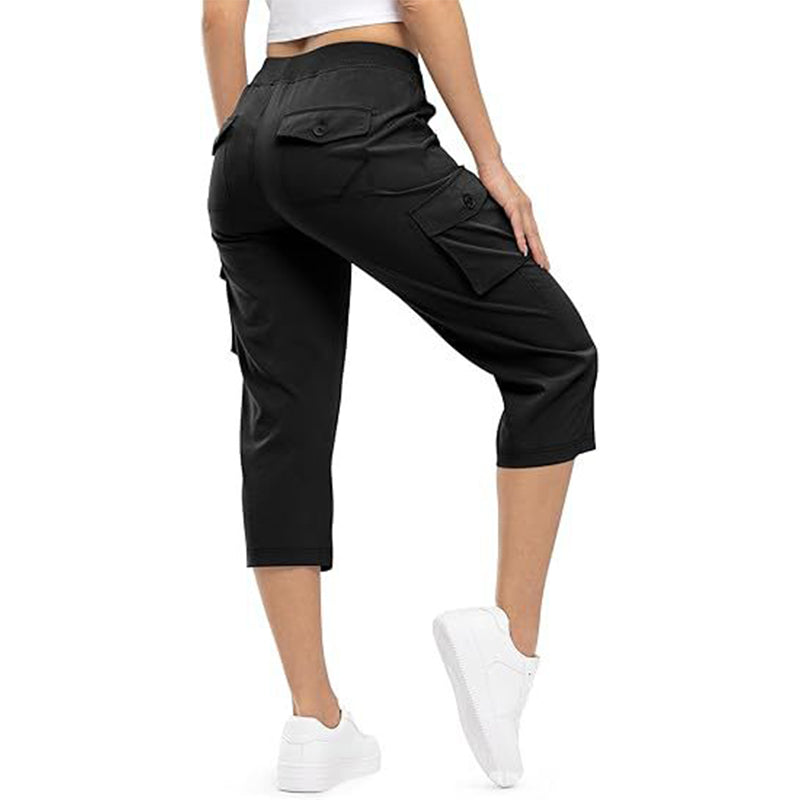 👖 Women's Lightweight Cargo Capris – 6 Pockets, Drawstring Waist, Breathable 🌿