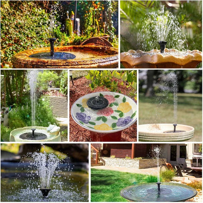 🎁Solar Fountain, Solar Powered Bird Bath Fountain Pump with 4 Nozzles 1.4W Solar Panel Kit Water Pump, Outdoor Watering Submersible Pump for Pond, Pool, Garden, Fish Tank
