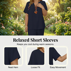 💕Women's Casual Short Sleeve Top & Wide Leg Pants Set☁️
