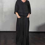 Irregular Hem Cotton Linen Short Sleeve Casual 2-Piece Set