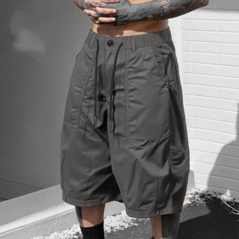 👖 Men's Plus Size Capri Pants – Wide-Leg Loose Fit, Drawstring Waist & Large Pockets ✨