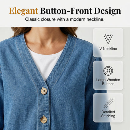 🧥Women's Classic Button Front Denim Jacket