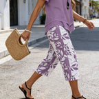 🔥Casual Round Neck Layered Tunic Top and Wide Leg Pants Set