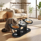 🐾 Anti-Slip Elevated 3-Bowl Pet Feeder! 🍲🐶🐱