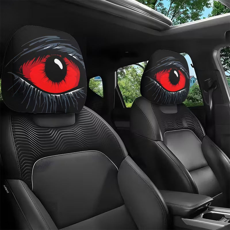 Spooky Red Eye Car Headrest Cover
