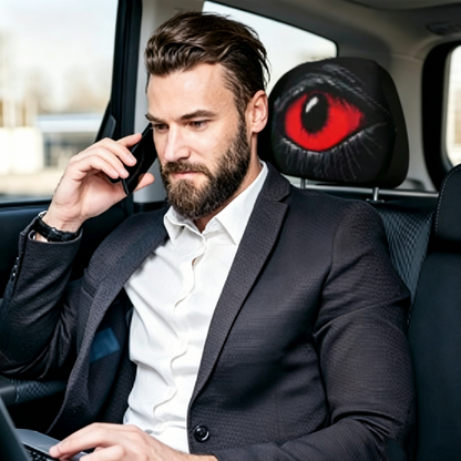 Spooky Red Eye Car Headrest Cover