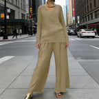 ✨ NEW! Women's V-Neck Lounge Set with Wide-Leg Pants