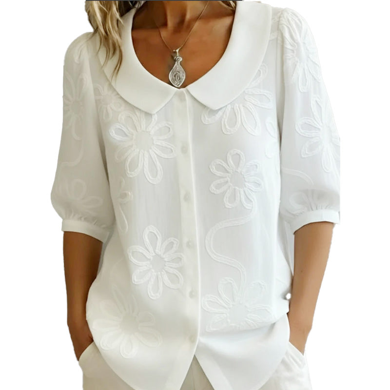 ✨Hot Sale✨Embroidered Floral Retro Collar Shirt