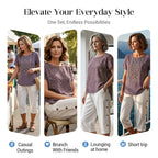 Women's Casual Loose Cotton Linen Breathable Capri Pants