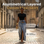 ⌛Limited-time offer-Women's Layered Waist Denim Maxi Skirt