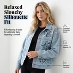 ⌛Limited-time offer-Women's Loose Floral Lace Patchwork Denim Jacket