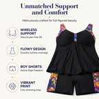 Women's Flowy Tankini Top and Shorts Bathing Suit – Tummy Control, Boy Shorts, Supportive ✨