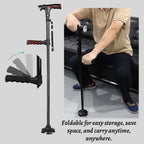 🦯 Multifunctional Folding Cane – Safe Steps, Day & Night ⏰