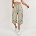 💖Women’s Lightweight Quick Dry Cargo Capri Trousers, Utility Everyday Outdoor Pants