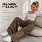 ✨ Easy Everyday Comfort | Women's Relaxed Wide-Leg Pants with Side Pockets